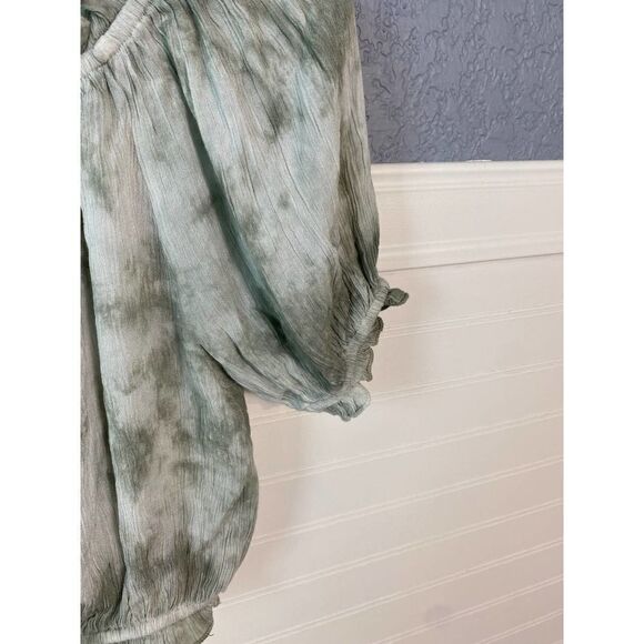 Kiwi & Punch Gray Tie Dye Puff Short Sleeve Cropped Shirt Size Small - Picture 3 of 5